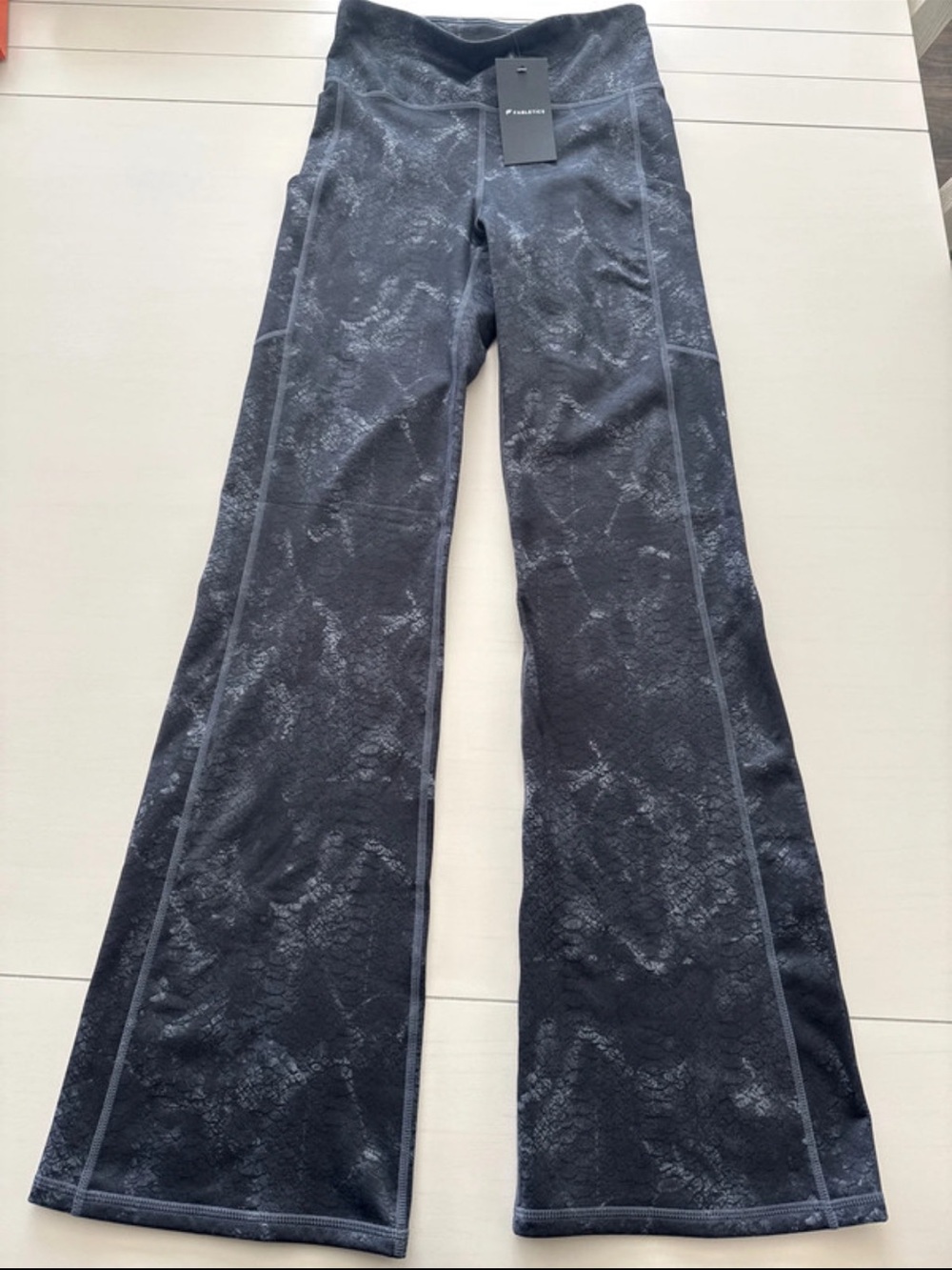 Fabletics Charcoal Textured High-Rise Flare Leggings